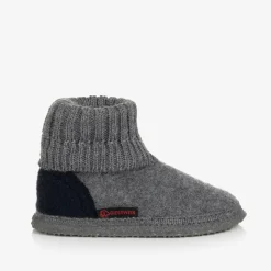 Grey Wool Boot Slippers