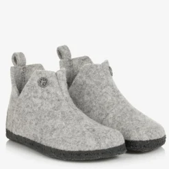 Grey Wool Felt Slippers