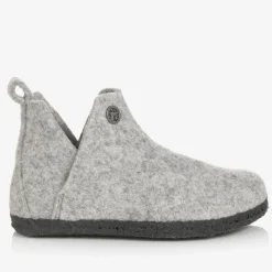 Grey Wool Felt Slippers
