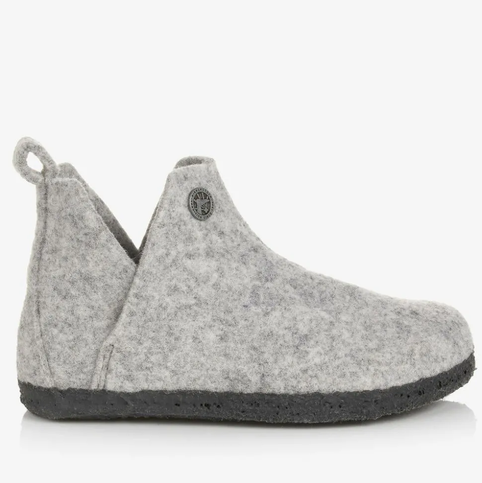 Grey Wool Felt Slippers