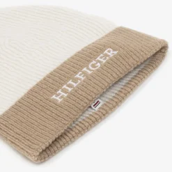 Ivory & Beige Knitted Beanie Hat