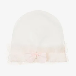 Ivory & Pink Baby Hat