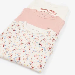 Ivory & Pink Cotton Baby Bodysuits (3 Pack)