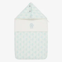 Ivory & Blue Cotton Monogram Baby Nest (73cm)