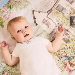 Ivory & Blue Cotton Swaddle (100cm)