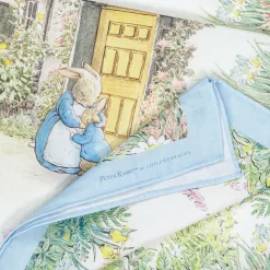 Ivory & Blue Cotton Swaddle (100cm)