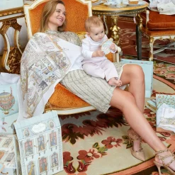 Ivory & Blue Organic Cotton Swaddles (3 Pack)