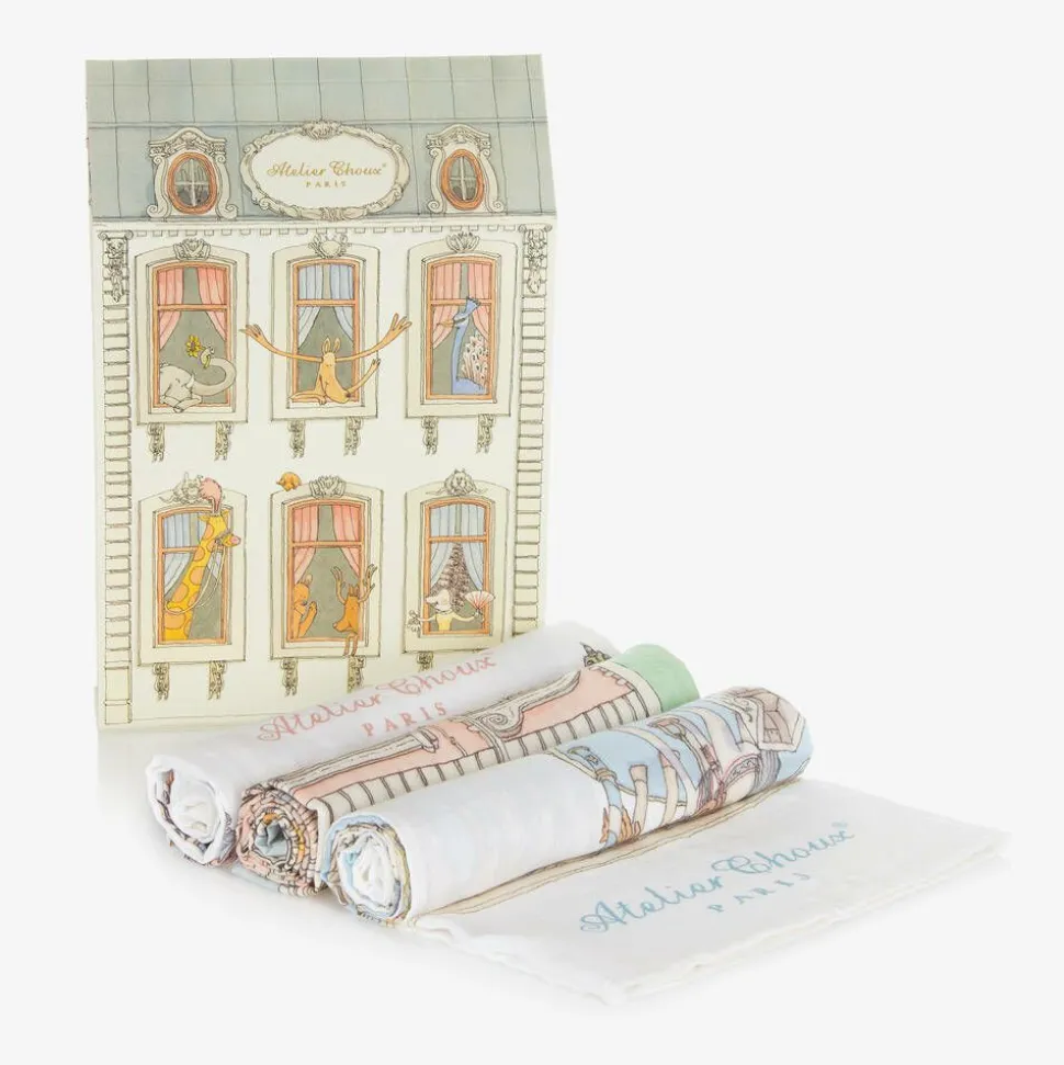 Ivory & Blue Organic Cotton Swaddles (3 Pack)