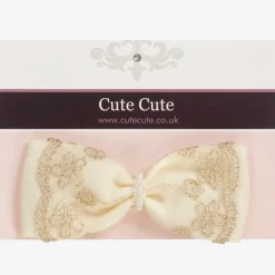 Ivory & Gold Lace Bow Headband