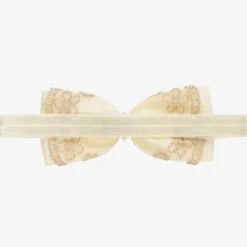 Ivory & Gold Lace Bow Headband