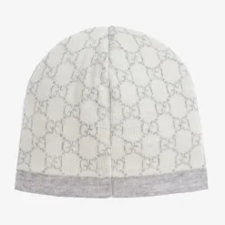 Ivory & Grey Wool GG Baby Hat