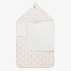 Ivory & Pink Cotton Monogram Baby Nest (73cm)