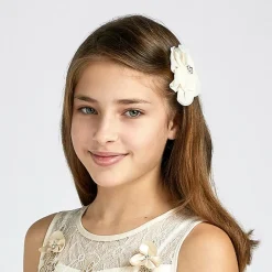 Ivory & Pink Hairclip (8cm)