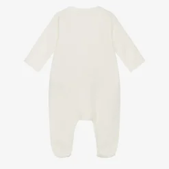 Ivory Bunny Velour Babygrow
