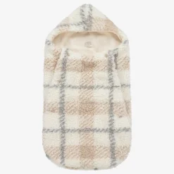 Ivory Check Sherpa Fleece Baby Nest (74cm)