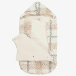 Ivory Check Sherpa Fleece Baby Nest (74cm)