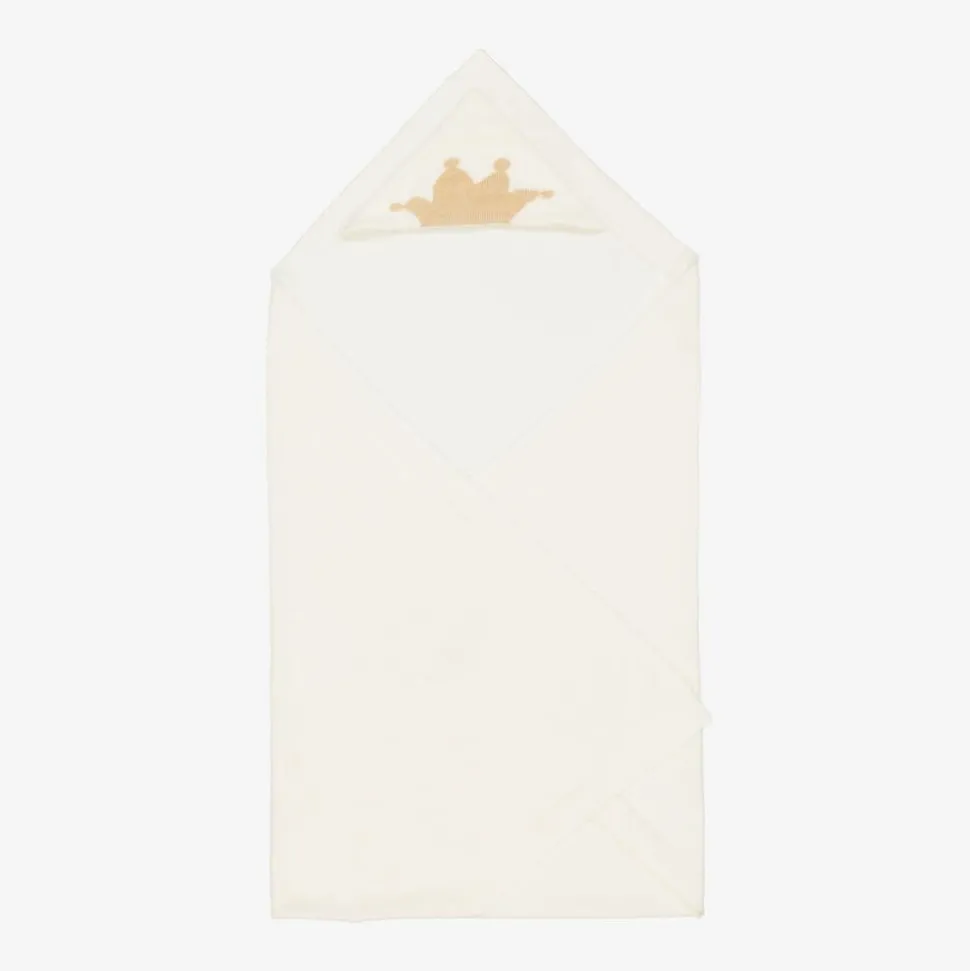 Ivory Cotton & Cashmere Hooded Blanket (95cm)