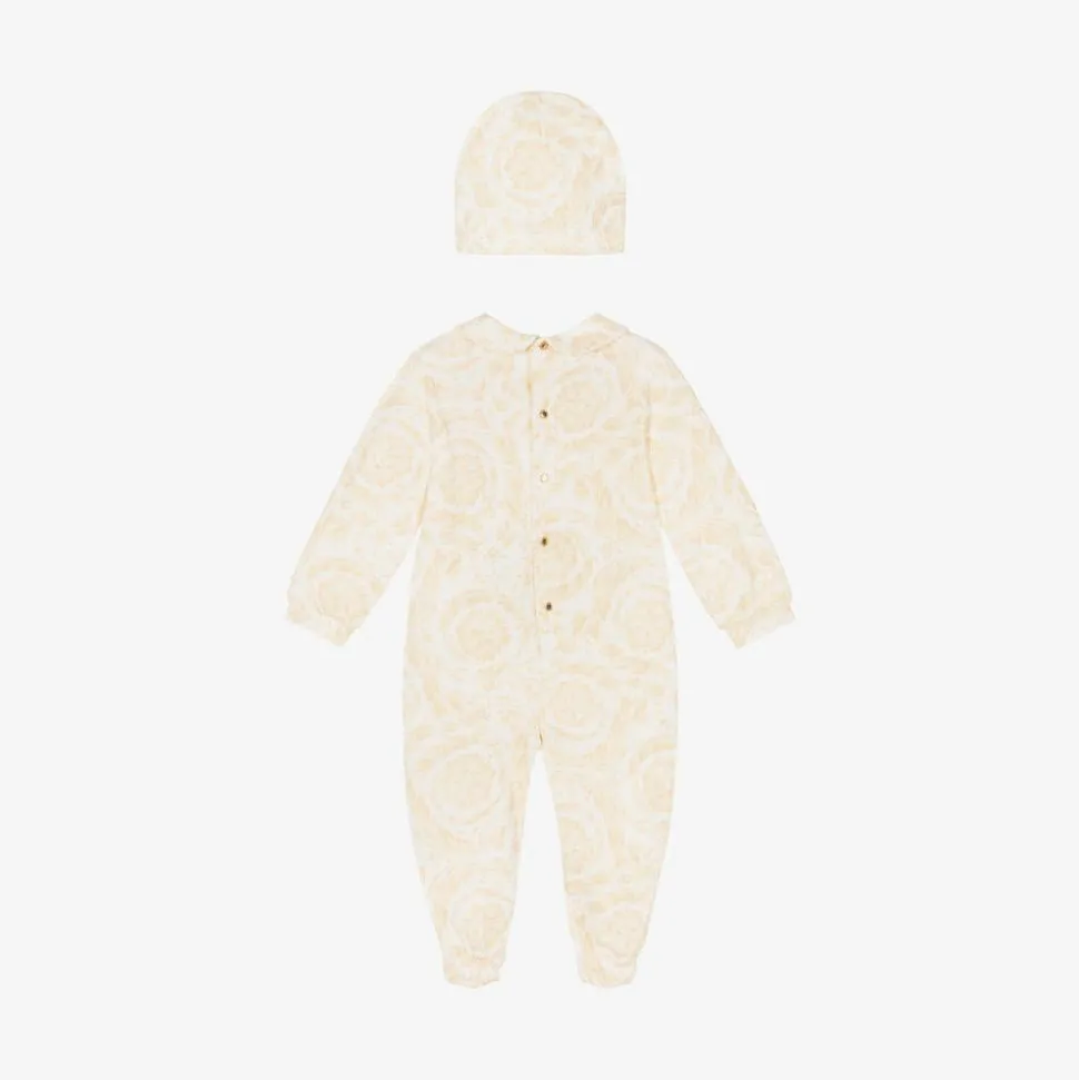 Ivory Cotton Babysuit & Hat Set