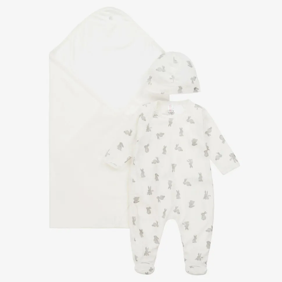 Ivory Cotton Bunny Babygrow Set