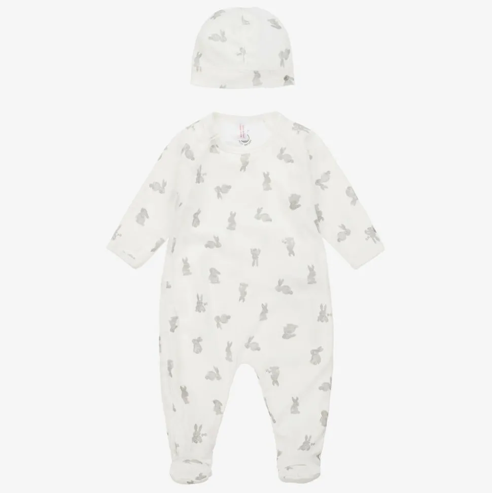 Ivory Cotton Bunny Babygrow Set