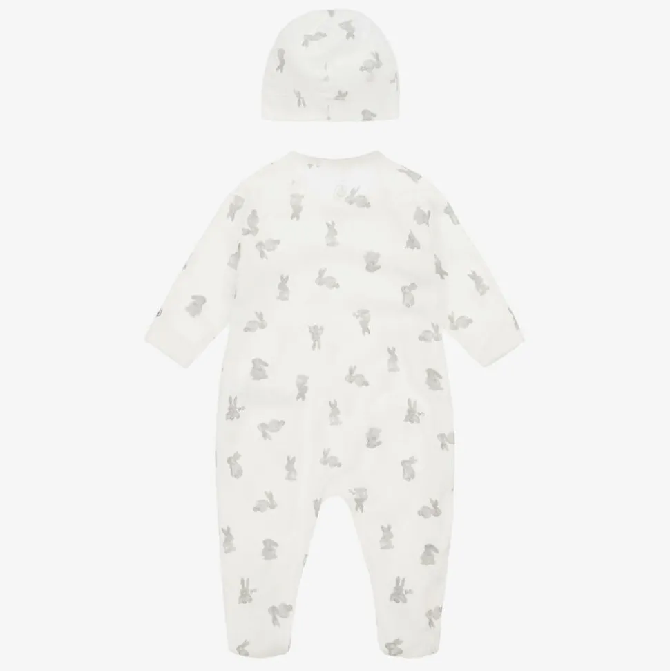 Ivory Cotton Bunny Babygrow Set