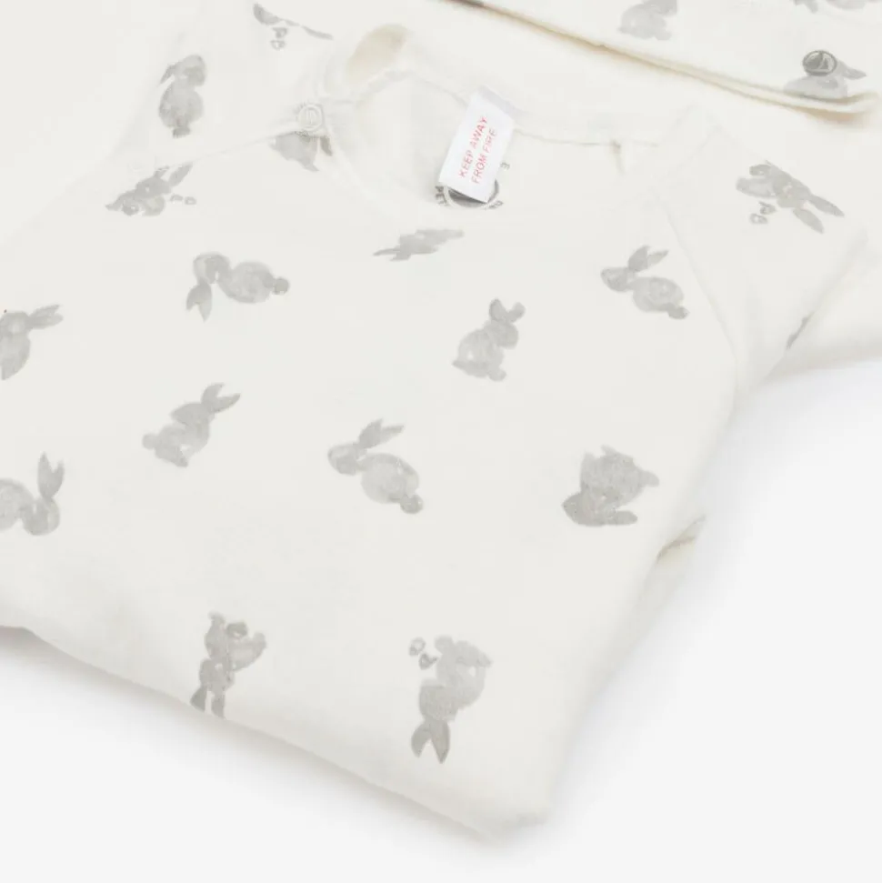 Ivory Cotton Bunny Babygrow Set