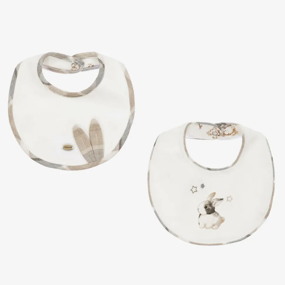 Ivory Cotton Bunny Bibs (2 Pack)