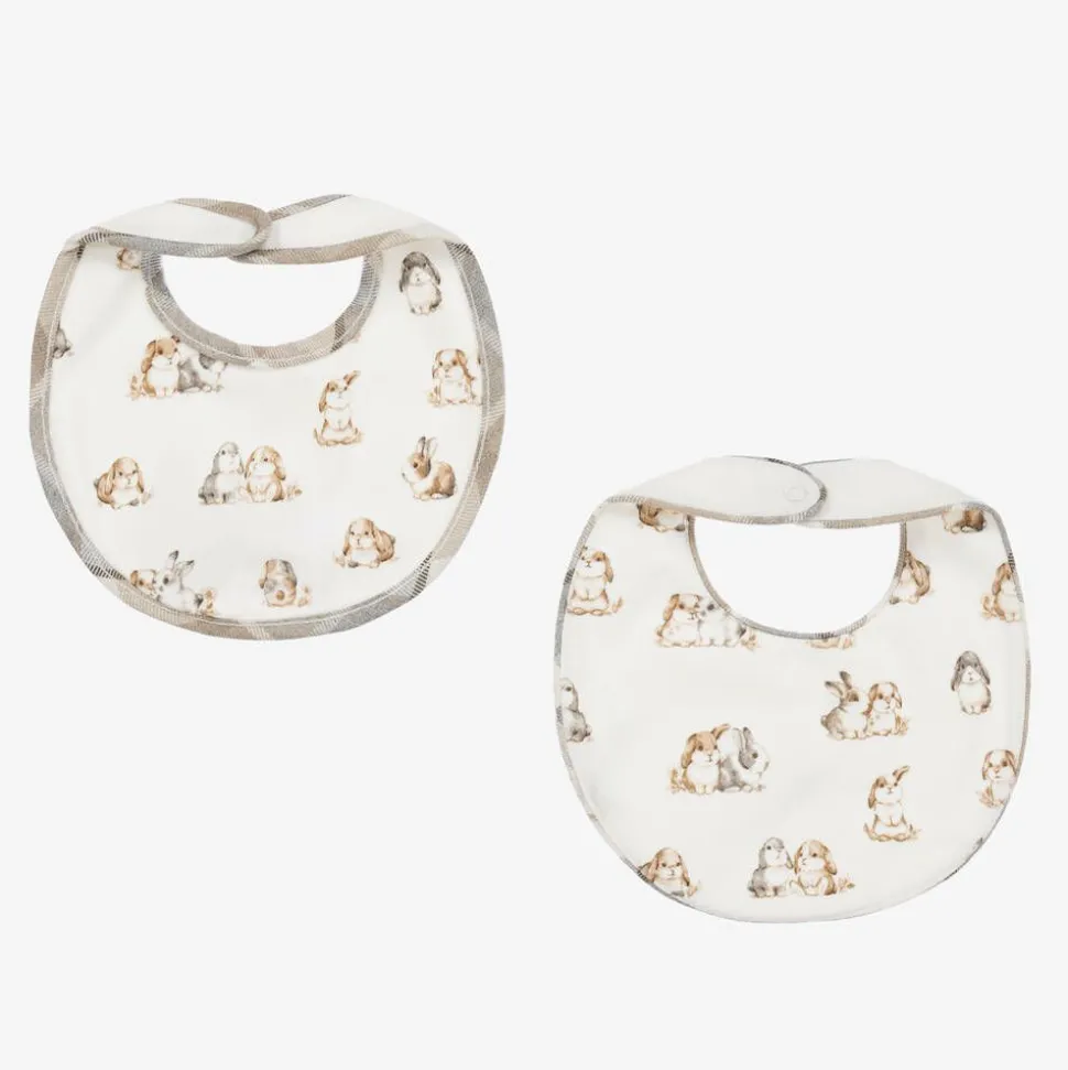 Ivory Cotton Bunny Bibs (2 Pack)