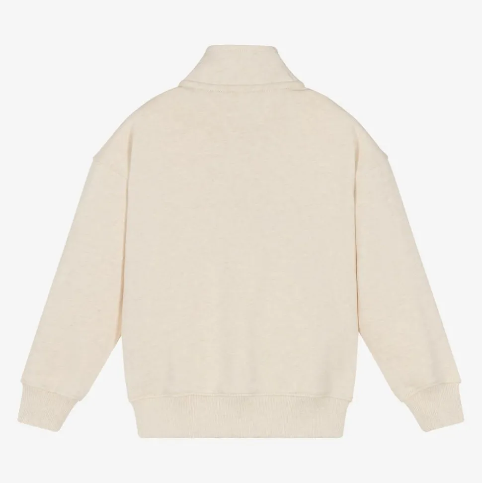 Ivory Cotton Half Zip Sweatshirt