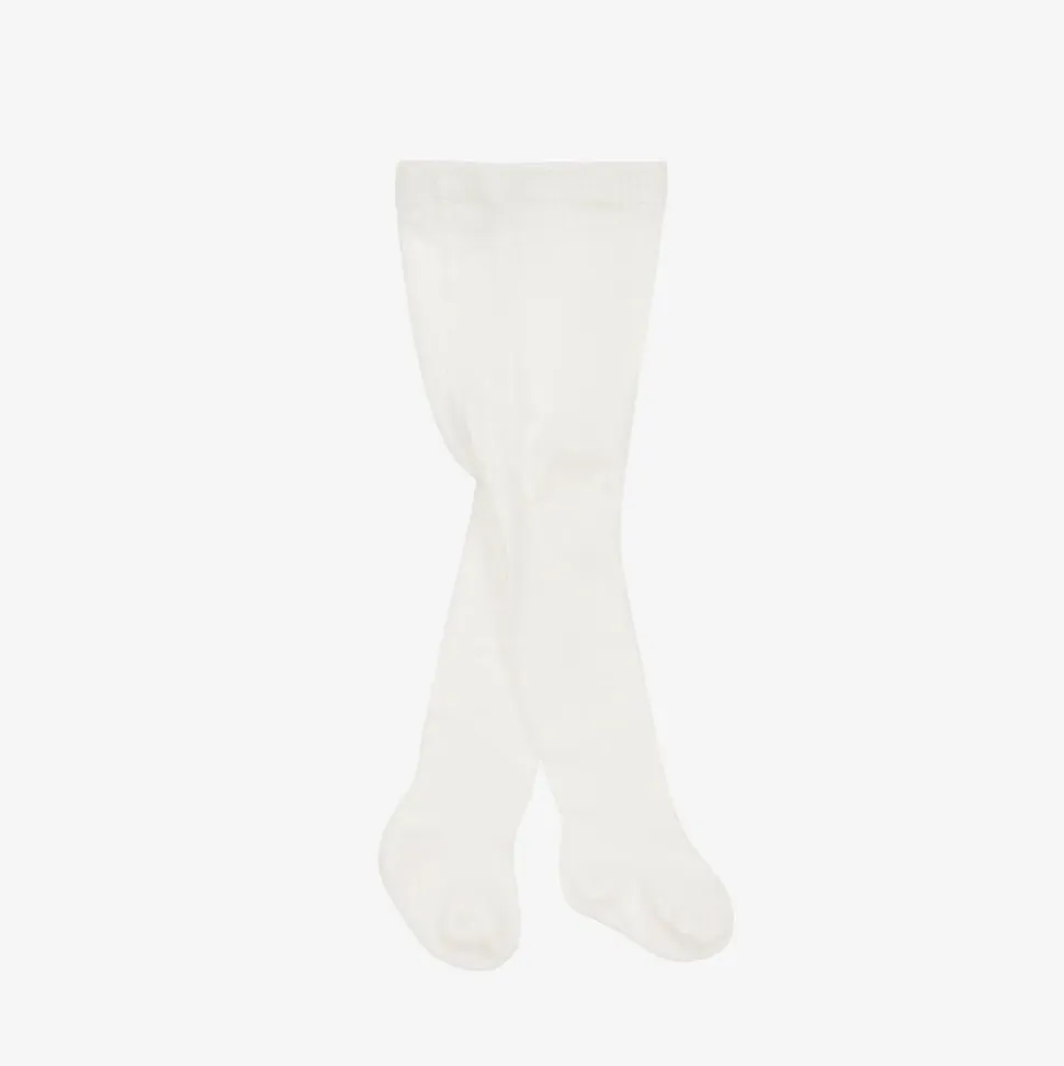 Ivory Cotton Ribbed Baby Tights
