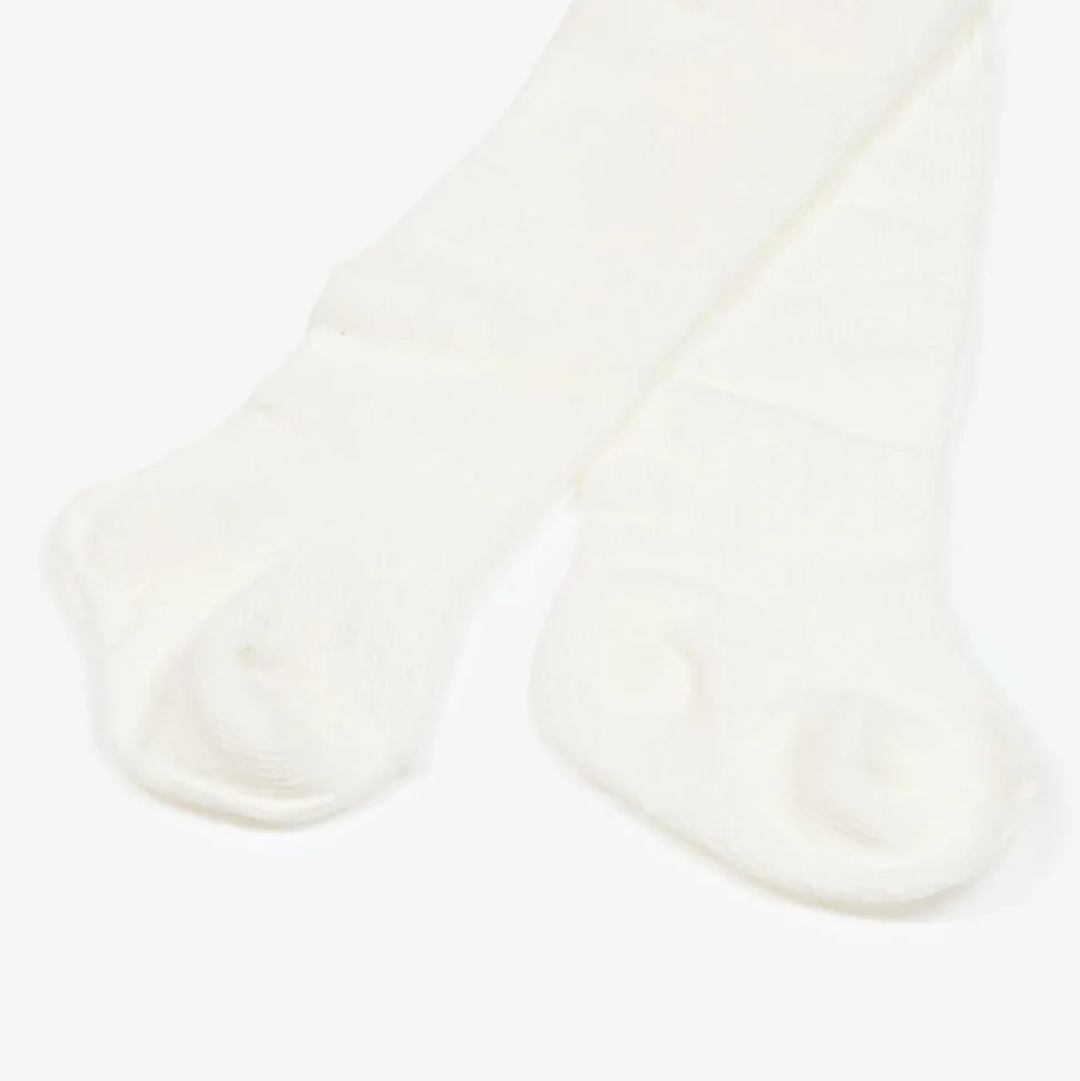 Ivory Cotton Ribbed Baby Tights