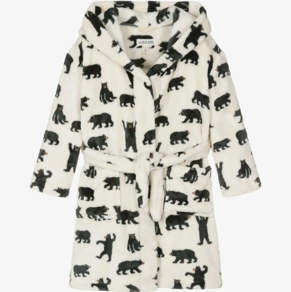 Ivory Fleece Bear Hooded Dressing Gown