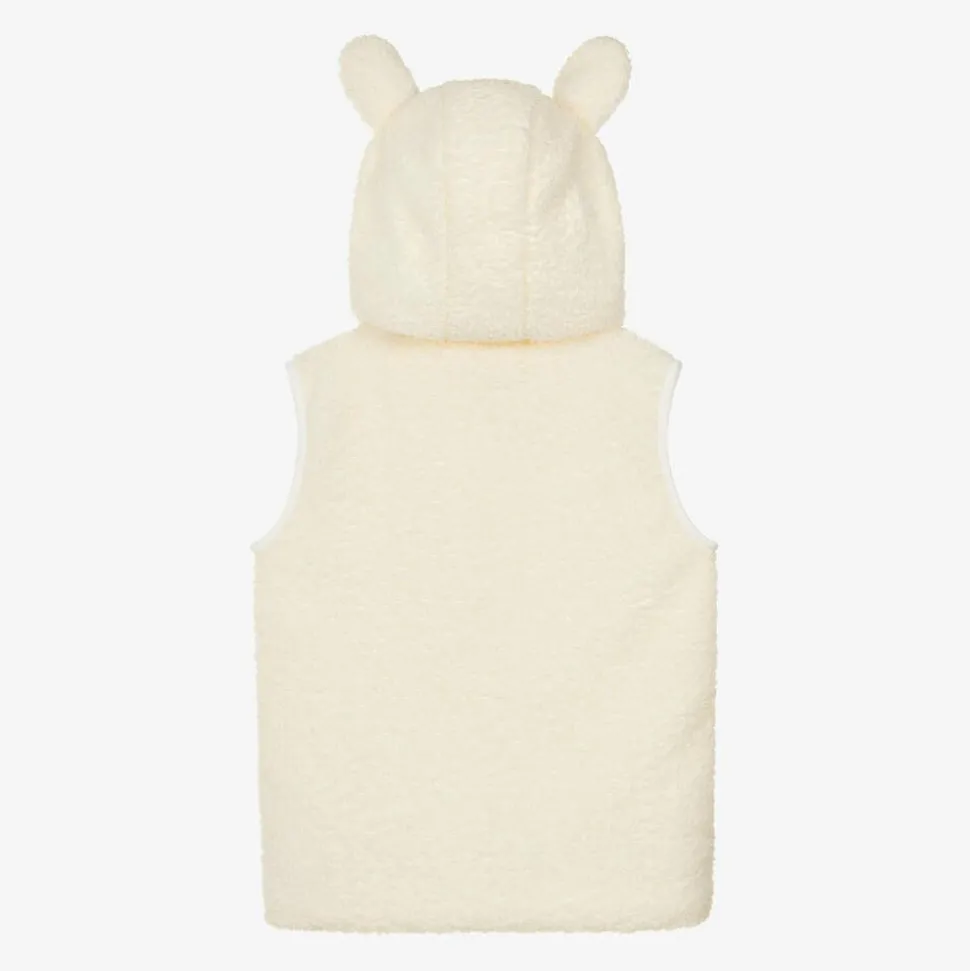 Ivory Hooded Bouclé Fleece Gilet