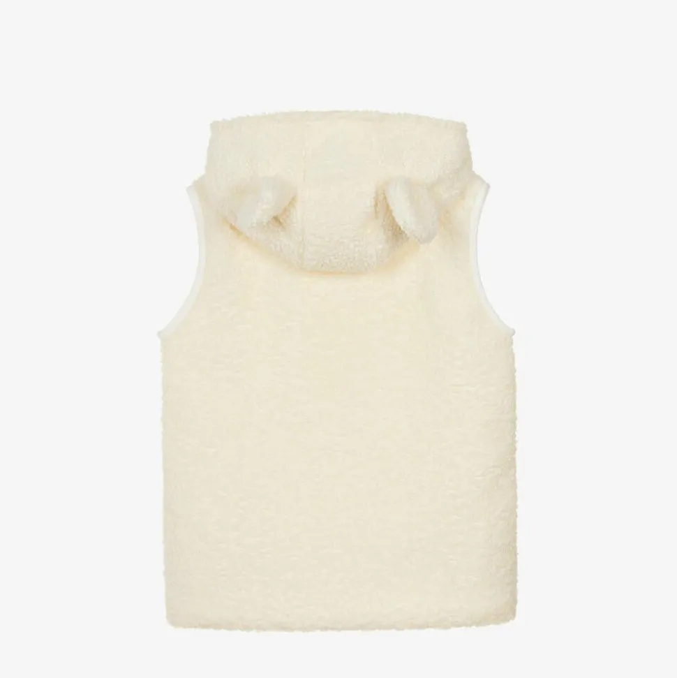 Ivory Hooded Bouclé Fleece Gilet