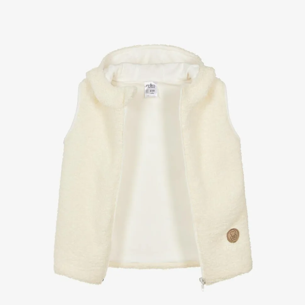 Ivory Hooded Bouclé Fleece Gilet