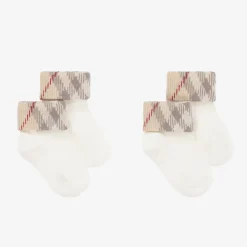 Ivory Knitted Cotton Socks (2 Pack)