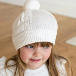 Ivory Knitted Pom-Pom Hat