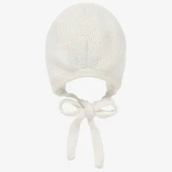 Ivory Knitted Wool & Cashmere Baby Bonnet
