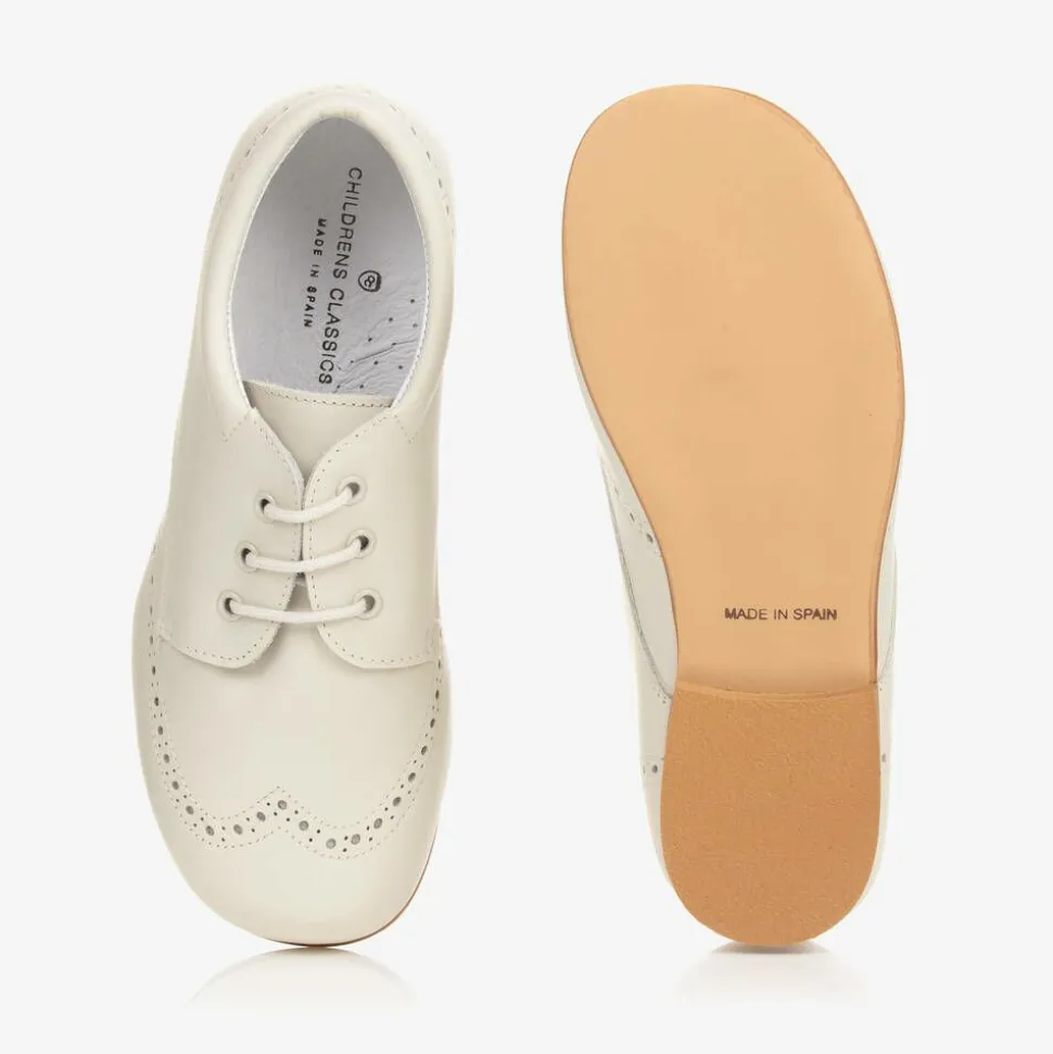 Ivory Leather Brogue Shoes