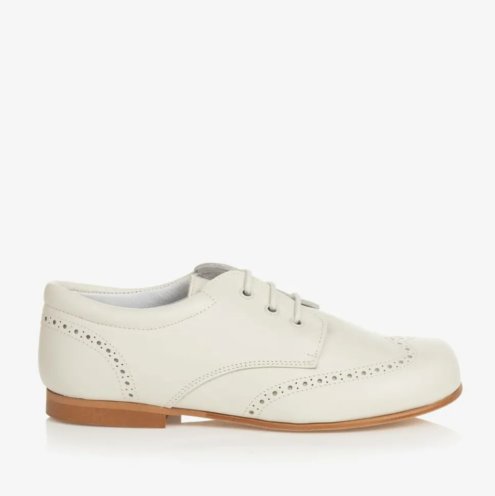 Ivory Leather Brogue Shoes