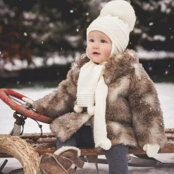 Ivory Malva Knitted Giant Pom-Pom Beanie