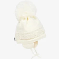 Ivory Malva Knitted Giant Pom-Pom Beanie