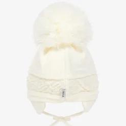 Ivory Malva Knitted Giant Pom-Pom Beanie