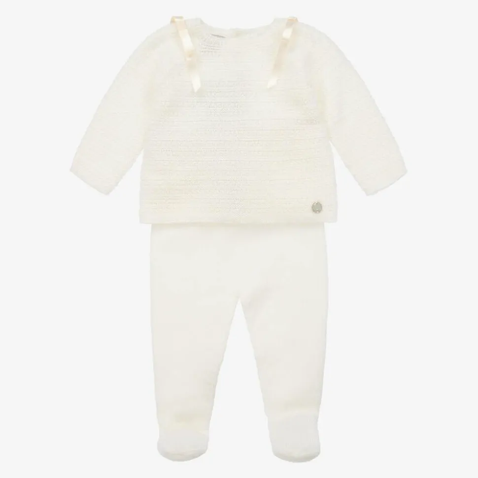 Ivory Merino Wool Knit 2 Piece Babygrow