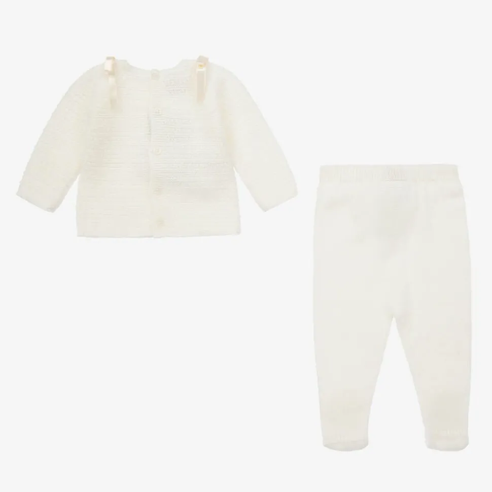 Ivory Merino Wool Knit 2 Piece Babygrow