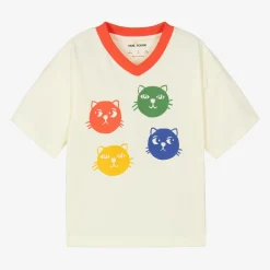 Ivory Organic Cotton Cat Print T-Shirt