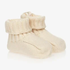 Ivory Organic Cotton Knit Booties