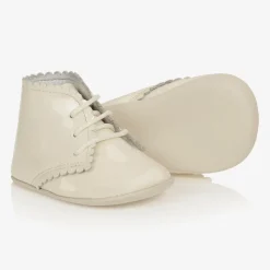 Ivory Patent Leather Pre-Walker Baby Boots