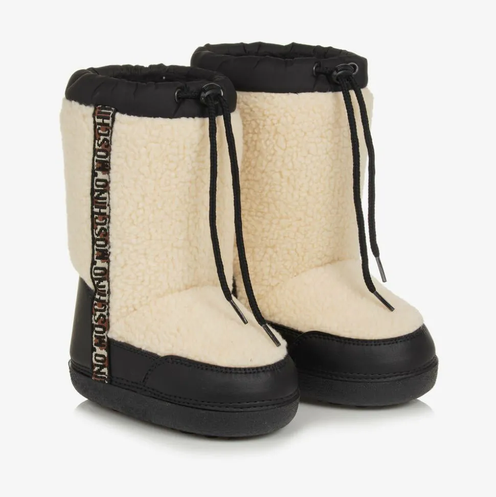 Ivory Sherpa Fleece Snow Boots