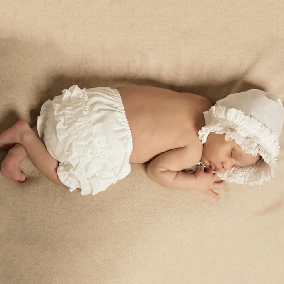 Ivory Smocked Baby Bonnet